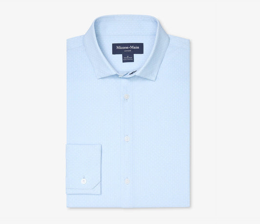 Leeward No Tuck Dress Shirt in Cloud Blue Circle Texture by Mizzen+Main