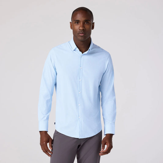 Leeward No Tuck Dress Shirt in Cloud Blue Circle Texture by Mizzen+Main