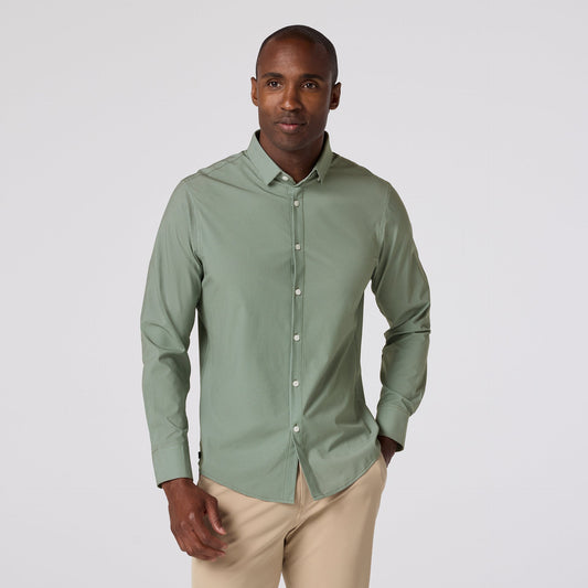 Leeward No Tuck Dress Shirt in Olive Pressed Diamond by Mizzen+Main