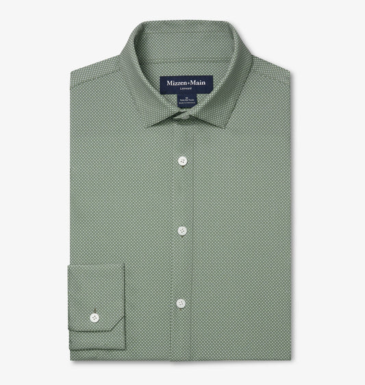 Leeward No Tuck Dress Shirt in Olive Pressed Diamond by Mizzen+Main