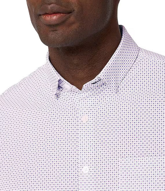 Leeward Short Sleeve Dress Shirt in Mulberry Double Diamond by Mizzen+Main