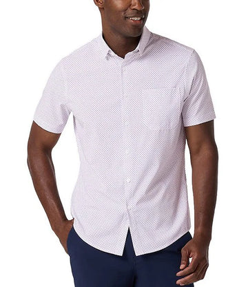Leeward Short Sleeve Dress Shirt in Mulberry Double Diamond by Mizzen+Main