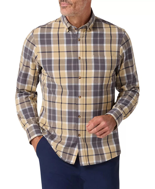 City Flannel in Khaki Timothy Plaid by Mizzen+Main