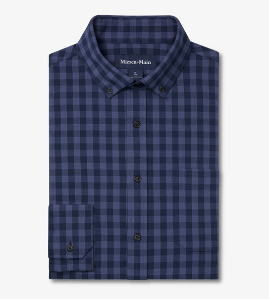City Flannel in Navy Hayes Gingham by Mizzen+Main