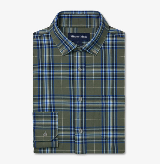 City Flannel in Olive Thomas Plaid by Mizzen+Main