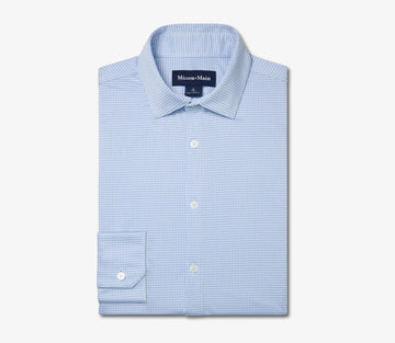 Halyard Long Sleeve Dress Shirt in Cloud Blue Peter Gingham by Mizzen+Main
