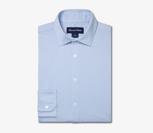 Halyard Long Sleeve Dress Shirt in Cloud Blue Peter Gingham by Mizzen+Main