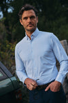 Leeward Dress Shirt in Cloud Blue Finn Check by Mizzen+Main