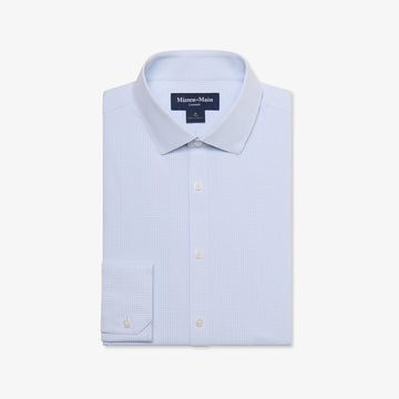 Leeward Dress Shirt in Cloud Blue Finn Check by Mizzen+Main