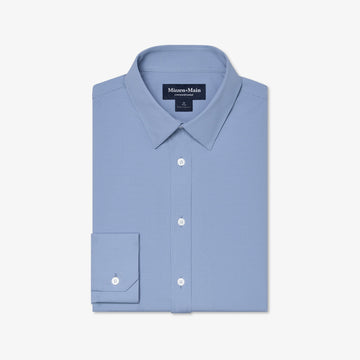 Leeward Formal Dress Shirt in Sky Levi Plaid by Mizzen+Main