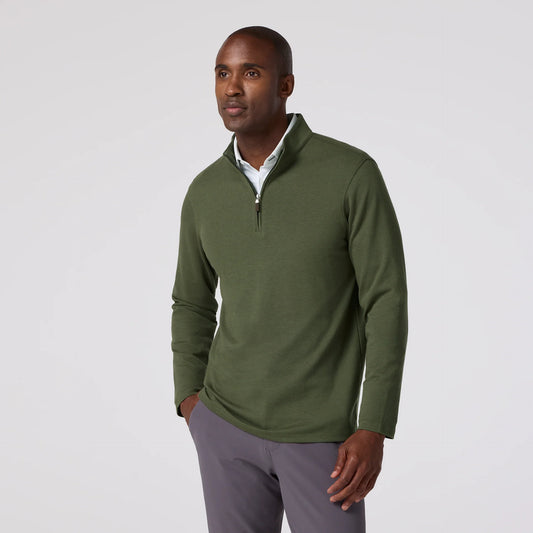 KPI Quarter Zip in Olive by Mizzen+Main