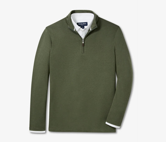 KPI Quarter Zip in Olive by Mizzen+Main