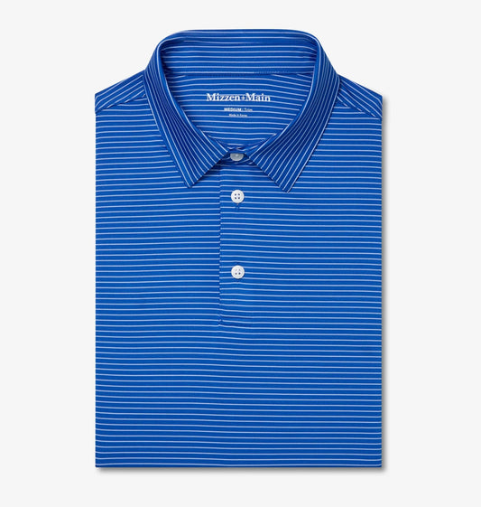 Versa Polo in Blue Alternating Stripe by Mizzen+Main
