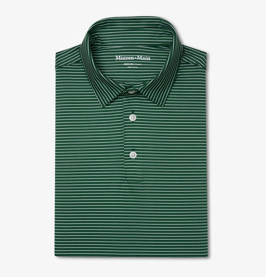Versa Polo in Green Alternating Stripe by Mizzen+Main