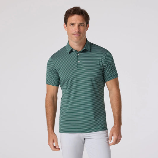 Versa Polo in Green Alternating Stripe by Mizzen+Main
