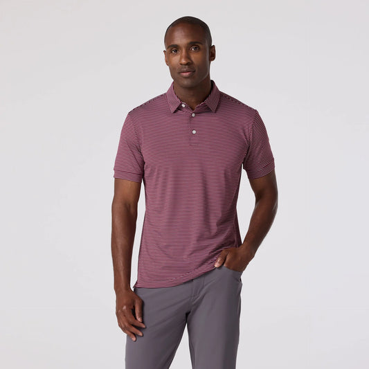 Versa Polo in Maroon Alternating Stripe by Mizzen+Main