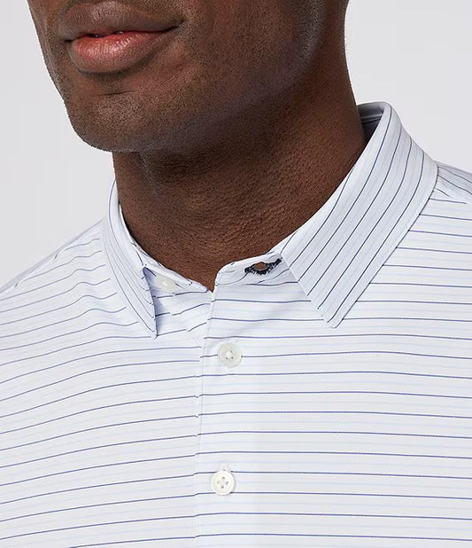 Versa Polo in White Multi Stripe by Mizzen+Main