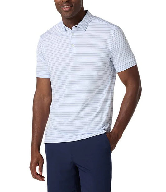 Versa Polo in White Multi Stripe by Mizzen+Main