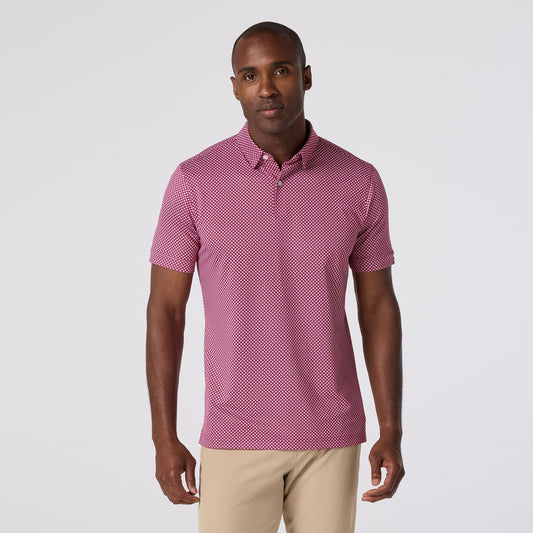 Halyard Polo in Mulberry Dash Repeat by Mizzen+Main