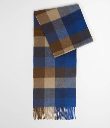 Large Tattersall Scarf in Navy Mix by Barbour