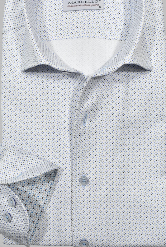 Long-Sleeve Dress Shirt in Floating Star by Marcello