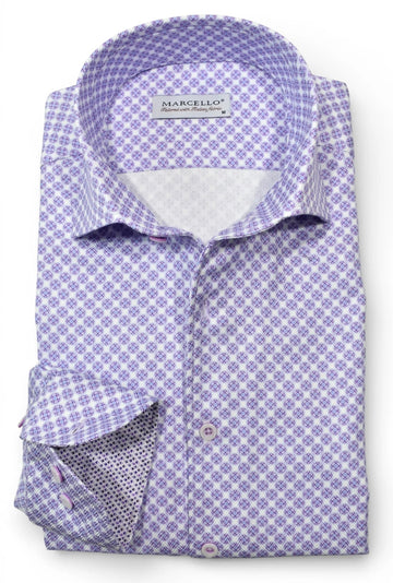Long-Sleeve Dress Shirt in Plum Circle Medallion by Marcello