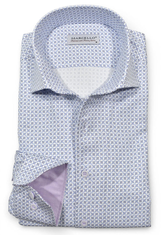 Long-Sleeve Dress Shirt in Open Hex Medallion by Marcello