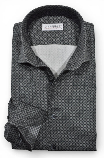 Long-Sleeve Dress Shirt in Victor Slate Medallion by Marcello