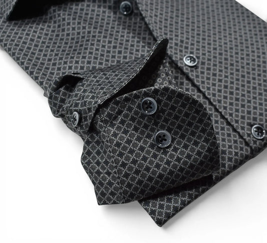 Long-Sleeve Dress Shirt in Victor Slate Medallion by Marcello