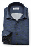 Long-Sleeve Dress Shirt in Navy Concentric Geometric by Marcello