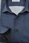 Long-Sleeve Dress Shirt in Navy Concentric Geometric by Marcello