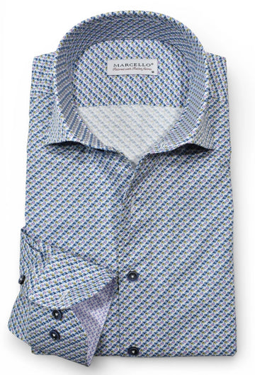 Long-Sleeve Dress Shirt in Softglow Linked Circles by Marcello