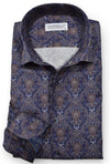Long-Sleeve Dress Shirt in Lagos Navy Paisley by Marcello