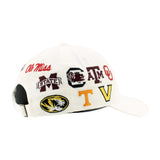 SEC Hat in White by Zephyr - NEW TEAMS JUST ADDED!