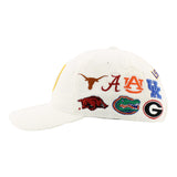 SEC Hat in White by Zephyr - NEW TEAMS JUST ADDED!