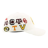 SEC Hat in White by Zephyr - NEW TEAMS JUST ADDED!