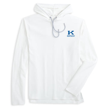 University of Kentucky Hoppin Performance Drawstring Hoodie in White by Johnnie-O