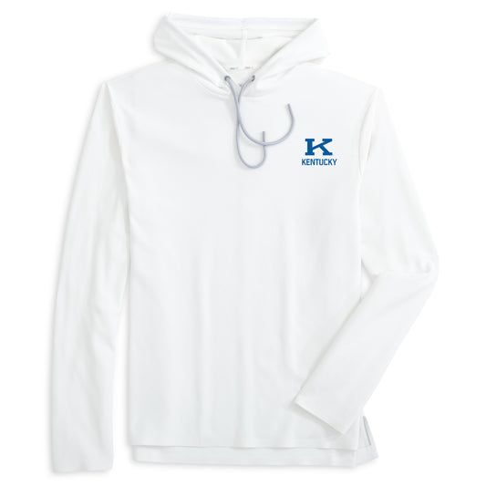 University of Kentucky Hoppin Performance Drawstring Hoodie in White by Johnnie-O