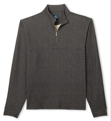 Mikey Printed Check Quarter Zip in Coffee by Johnnie-O