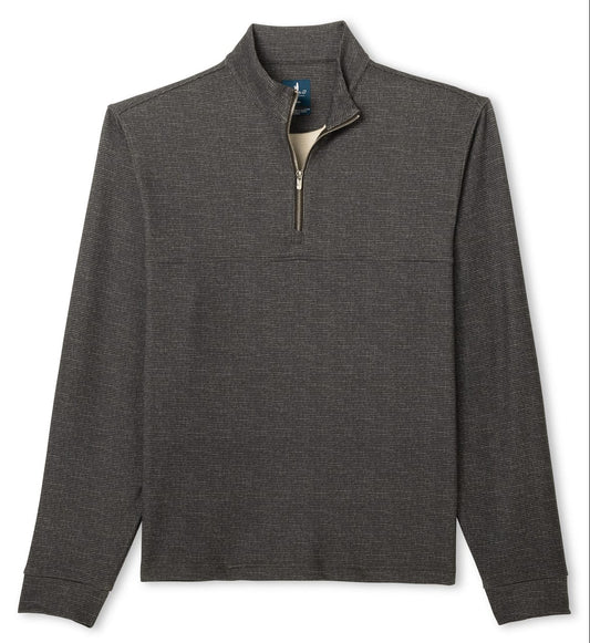Mikey Printed Check Quarter Zip in Coffee by Johnnie-O