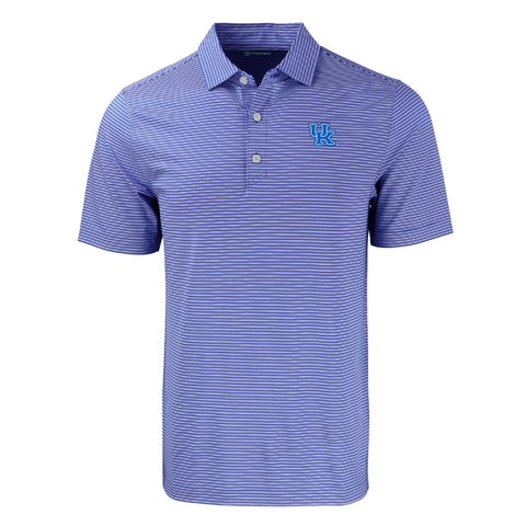 University of Kentucky Forge Eco Double Stripe Stretch Polo in Tour Blue by Cutter & Buck