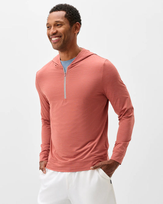 Bixler Performance 1/4 Zip Hoodie in Washed Red by Johnnie-O