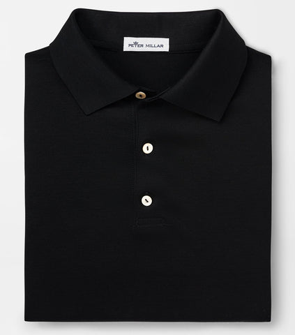 Solid Mercerized Polo in Black by Peter Millar