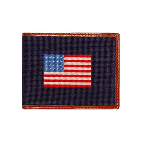 American Flag Needlepoint Wallet in Navy by Smathers & Branson