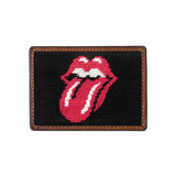 Rolling Stones Needlepoint Card Wallet in Black by Smathers & Branson