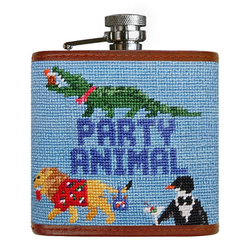 Party Animal Needlepoint Flask by Smathers & Branson