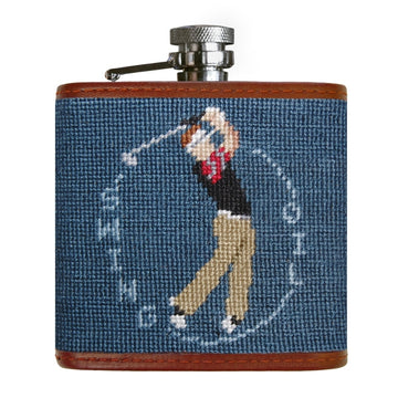 Swing Oil Needlepoint Flask by Smathers & Branson