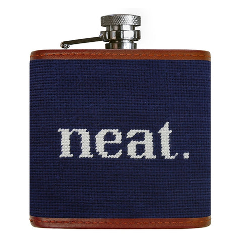 Neat Needlepoint Flask on Dark Navy by Smathers & Branson