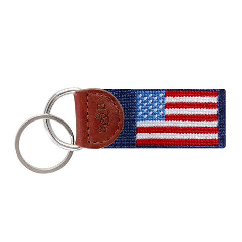 American Flag Needlepoint Key Fob in Navy by Smathers & Branson