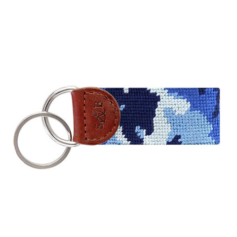 Blue Camo Needlepoint Key Fob in Blue by Smathers & Branson